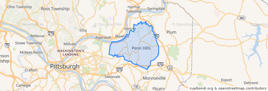 Mapa de ubicacion de Penn Hills.