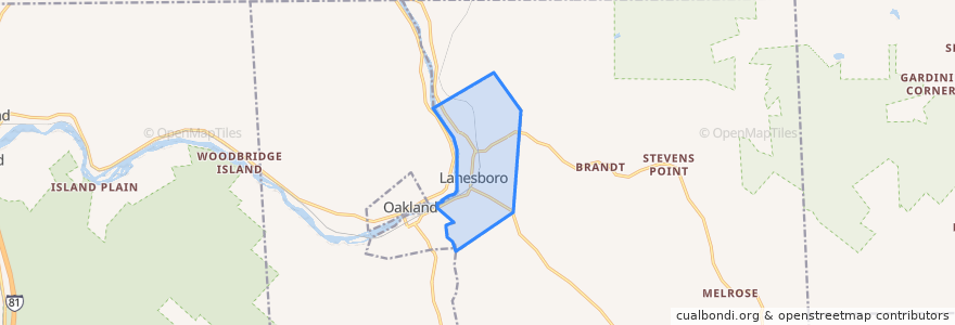 Mapa de ubicacion de Lanesboro.
