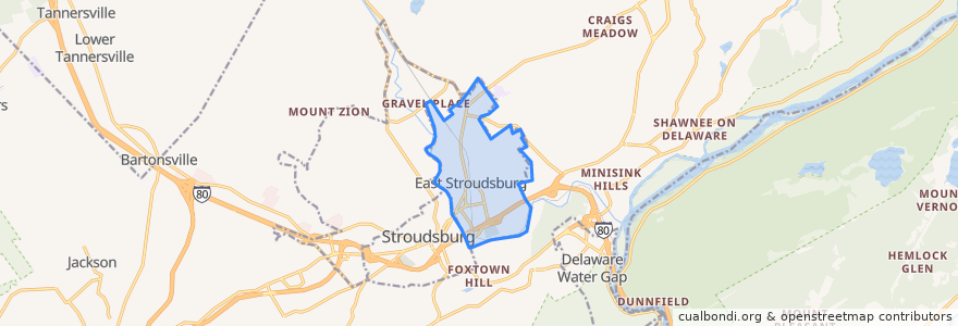 Mapa de ubicacion de East Stroudsburg.