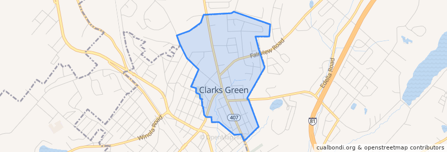 Mapa de ubicacion de Clarks Green.