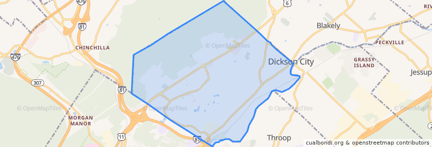 Mapa de ubicacion de Dickson City.