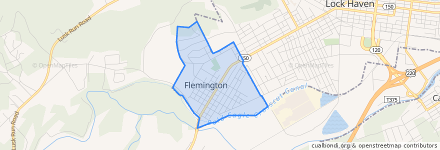 Mapa de ubicacion de Flemington.