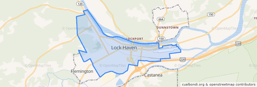 Mapa de ubicacion de Lock Haven.