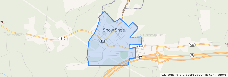 Mapa de ubicacion de Snow Shoe.