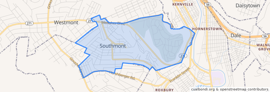 Mapa de ubicacion de Southmont.