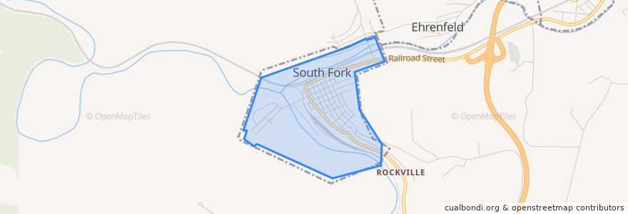 Mapa de ubicacion de South Fork.