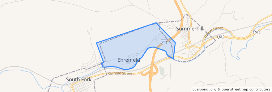 Mapa de ubicacion de Ehrenfeld.