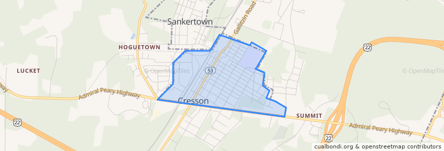 Mapa de ubicacion de Cresson.