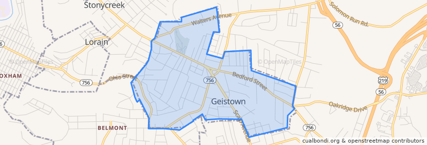 Mapa de ubicacion de Geistown.