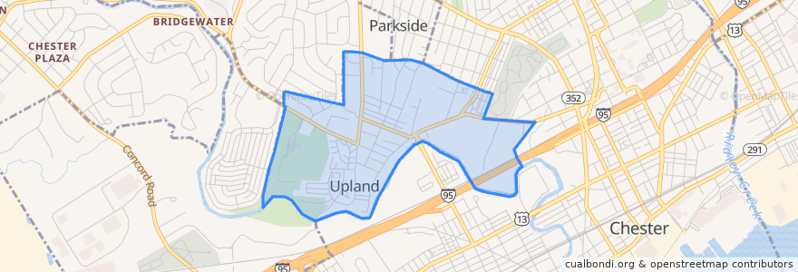 Mapa de ubicacion de Upland.