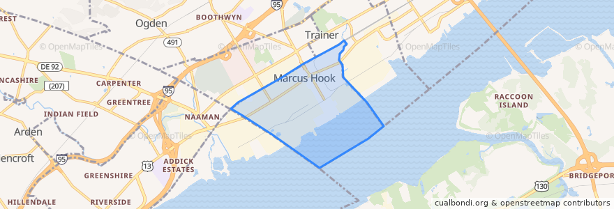 Mapa de ubicacion de Marcus Hook.