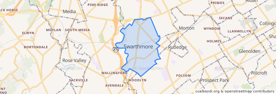 Mapa de ubicacion de Swarthmore.