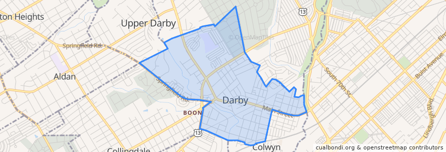 Mapa de ubicacion de Darby.