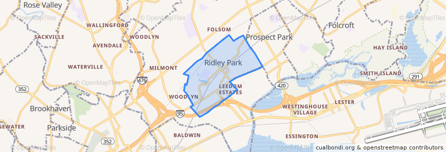 Mapa de ubicacion de Ridley Park.