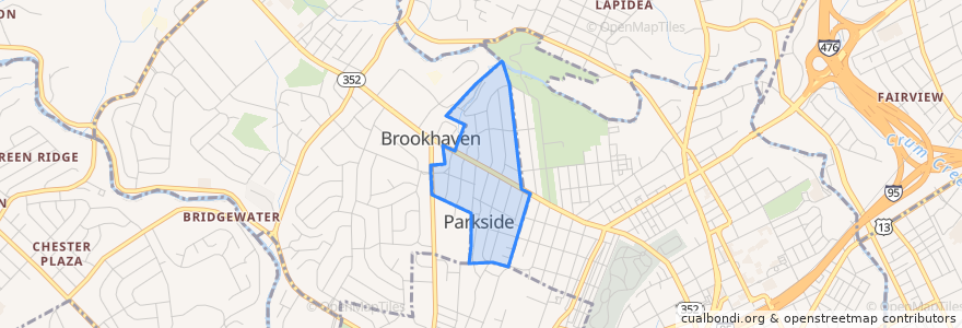 Mapa de ubicacion de Parkside.