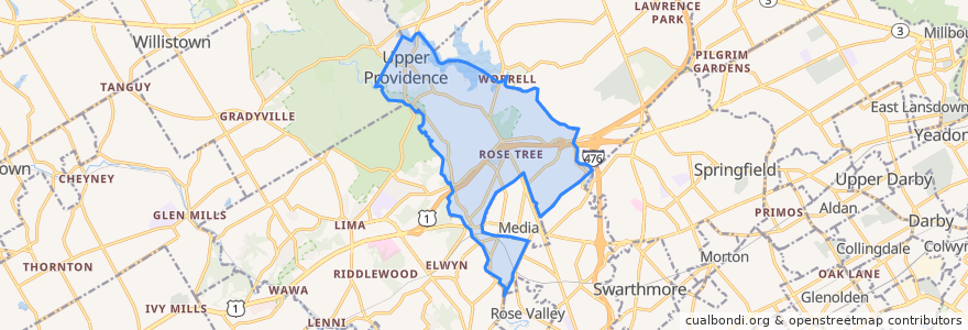 Mapa de ubicacion de Upper Providence Township.
