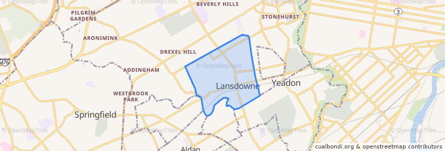 Mapa de ubicacion de Lansdowne.