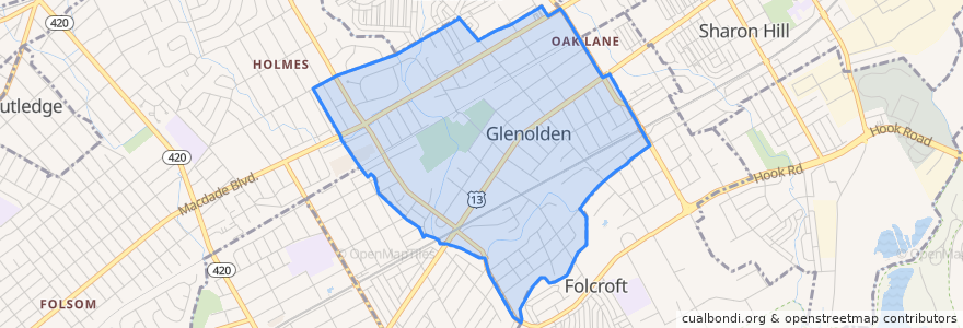 Mapa de ubicacion de Glenolden.