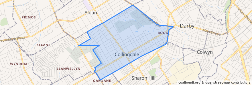 Mapa de ubicacion de Collingdale.