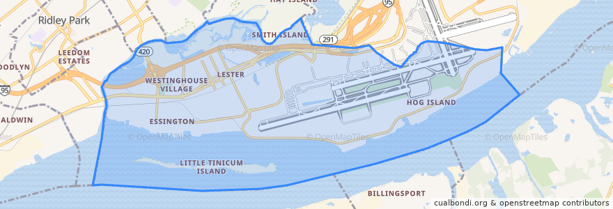 Mapa de ubicacion de Tinicum Township.