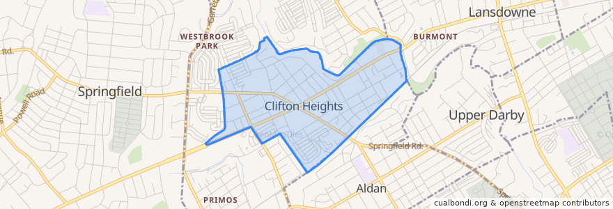 Mapa de ubicacion de Clifton Heights.
