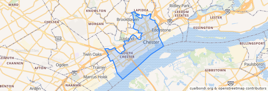 Mapa de ubicacion de Chester.