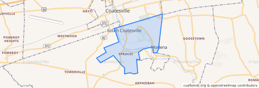 Mapa de ubicacion de South Coatesville.
