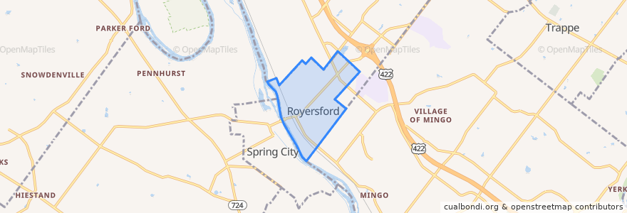Mapa de ubicacion de Royersford.