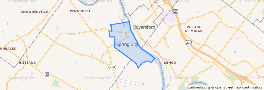 Mapa de ubicacion de Spring City.