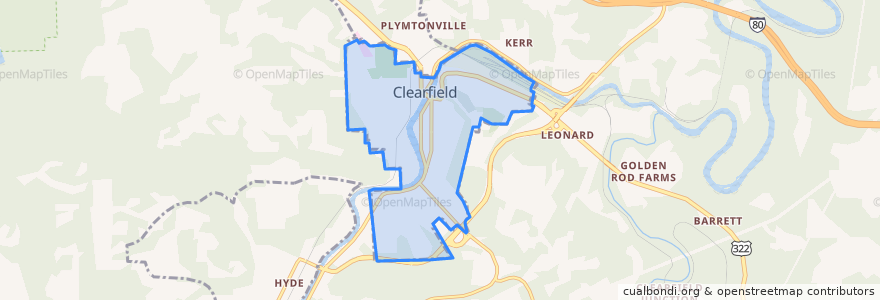 Mapa de ubicacion de Clearfield.
