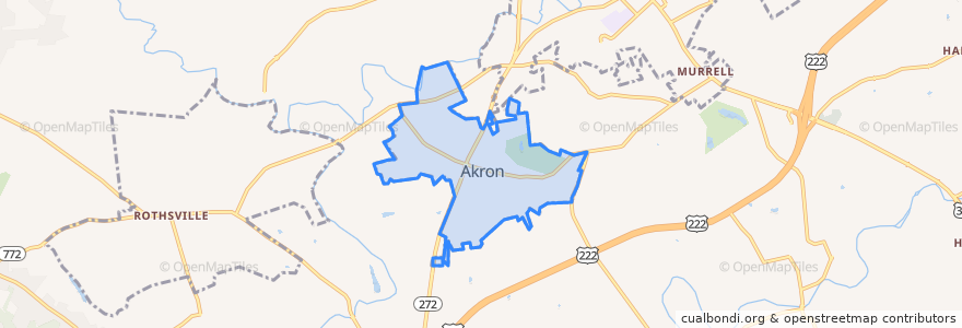 Mapa de ubicacion de Akron.