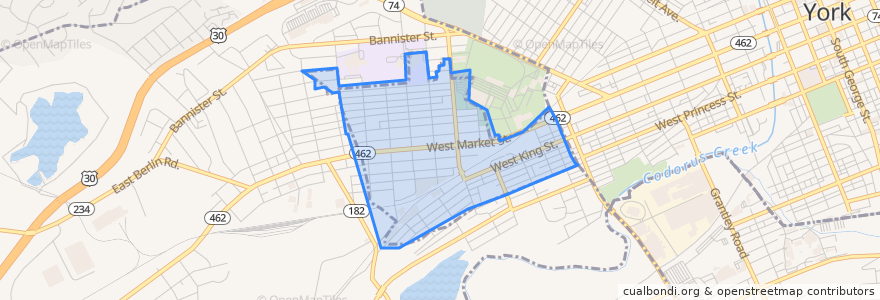 Mapa de ubicacion de West York.