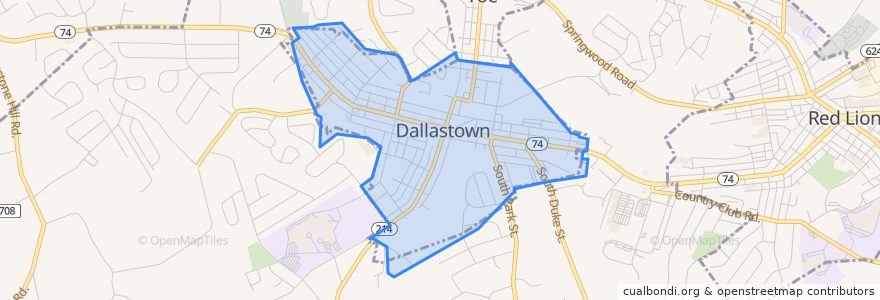 Mapa de ubicacion de Dallastown.