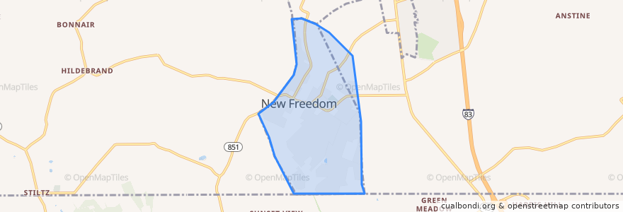Mapa de ubicacion de New Freedom.