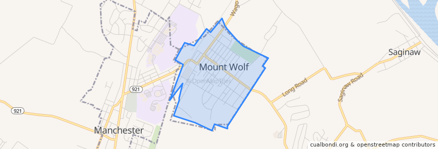 Mapa de ubicacion de Mount Wolf.