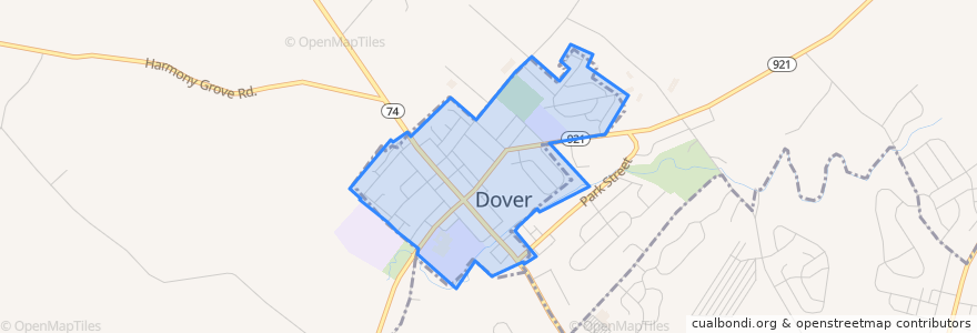 Mapa de ubicacion de Dover.