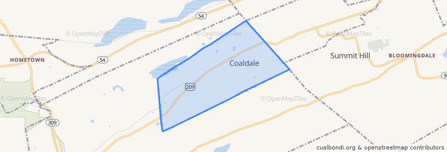 Mapa de ubicacion de Coaldale.