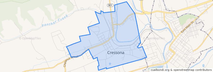 Mapa de ubicacion de Cressona.