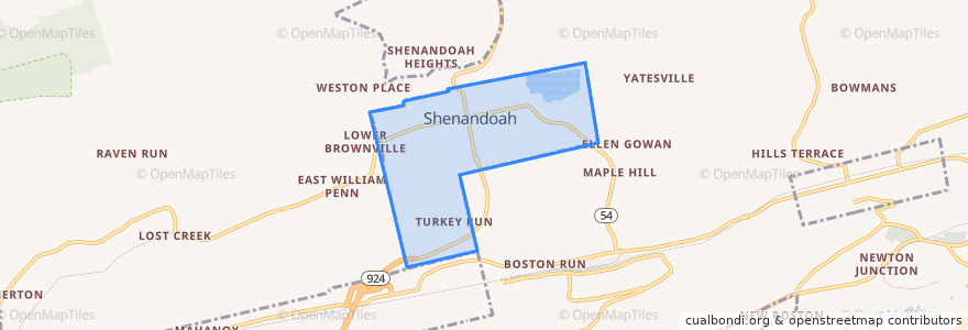 Mapa de ubicacion de Shenandoah.