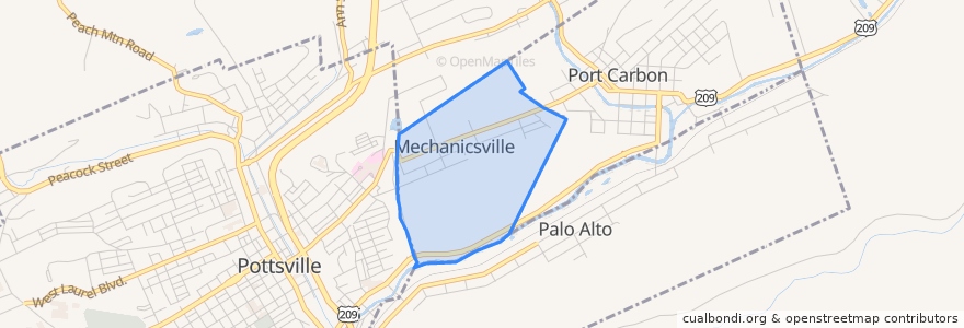 Mapa de ubicacion de Mechanicsville.