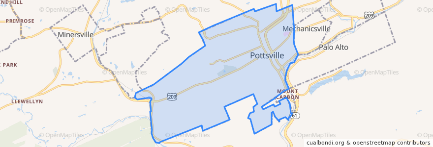 Mapa de ubicacion de Pottsville.
