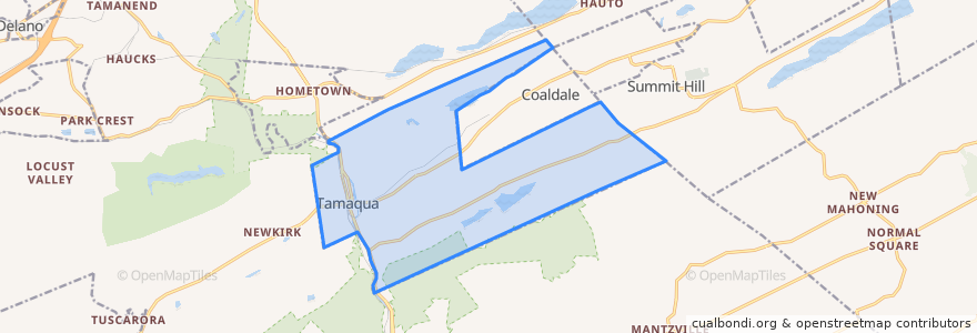 Mapa de ubicacion de Tamaqua.