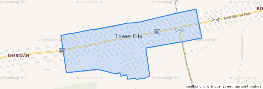 Mapa de ubicacion de Tower City.
