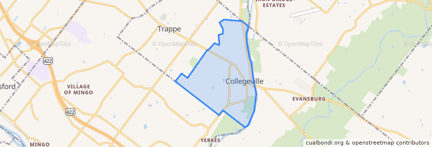 Mapa de ubicacion de Collegeville.