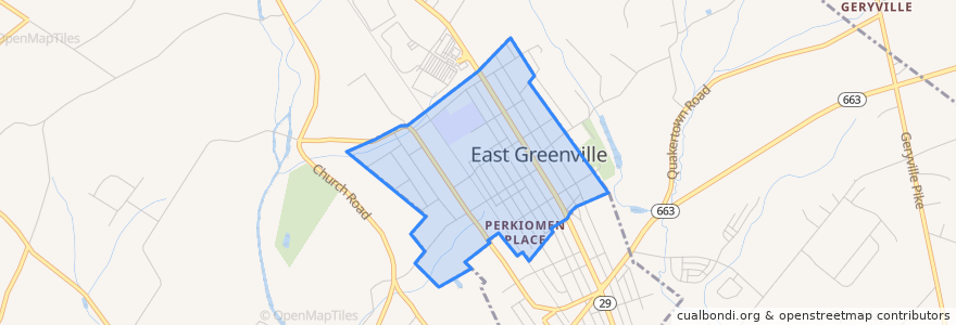 Mapa de ubicacion de East Greenville.