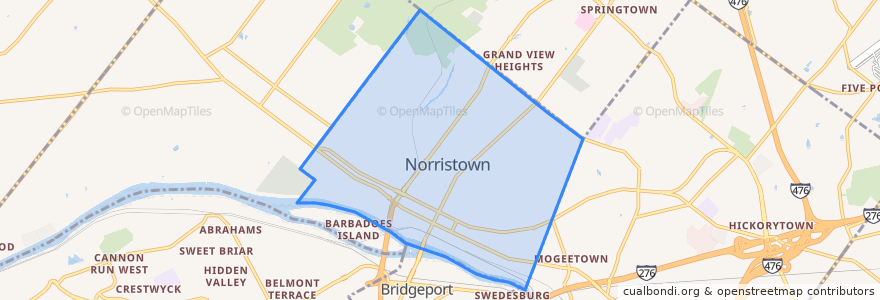 Mapa de ubicacion de Norristown.