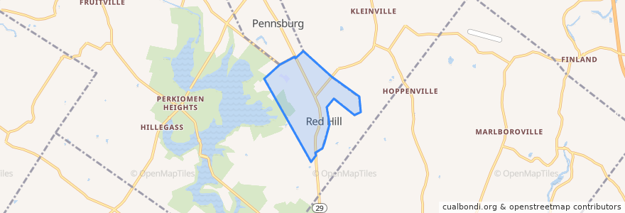 Mapa de ubicacion de Red Hill.