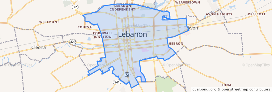 Mapa de ubicacion de Lebanon.