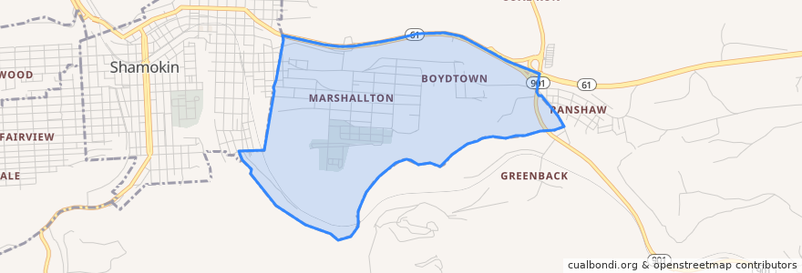 Mapa de ubicacion de Marshallton.
