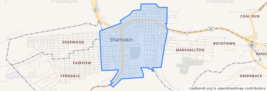 Mapa de ubicacion de Shamokin.